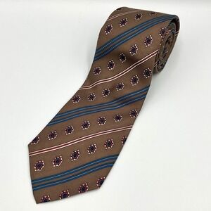 Vintage Yves Saint Laurent Necktie Men Brown Blue Red All‎ Silk Designer YSL